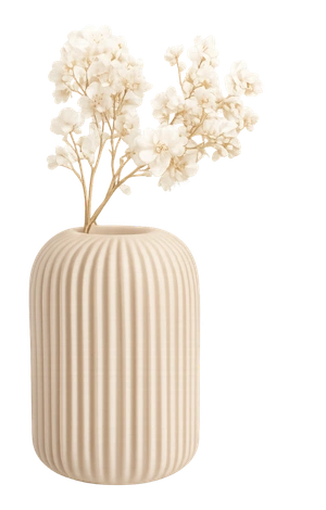 Beige vase with delicate baby's breath