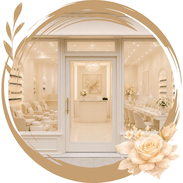 Elegant nail spa storefront design